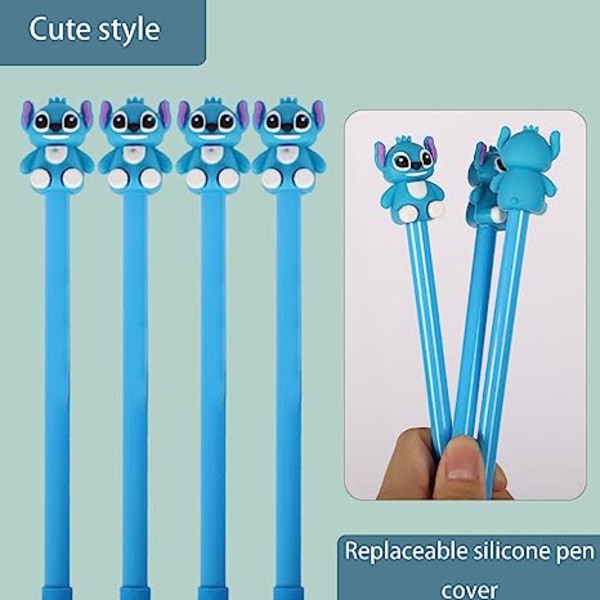 8 st söta pennor Kawaii skolmaterial svart gel pennor brevpapper set Cartoon pennor brevpapper set penna för barn flickor pojkar presenter, svart bläck (0,5 mm)