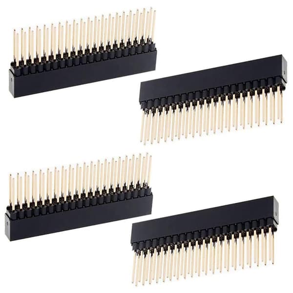 2 X 20 (40 ben) Stabling Header til A+/B+/Pi 2/Pi 3 Ekstra Høj Header (pakke med 8) black