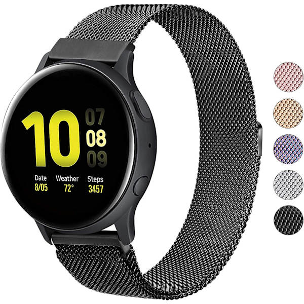 Metallbånd for erstatning av rustfritt stål for Samsung Galaxy Watch Active 2 Black