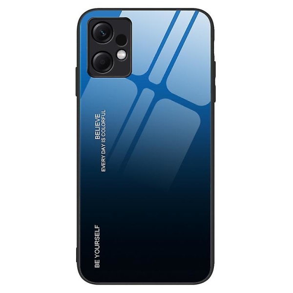 För Xiaomi Redmi Note 12 4G Gradient Färg Case härdat glas + PC + TPU stötsäkert cover Blue Black