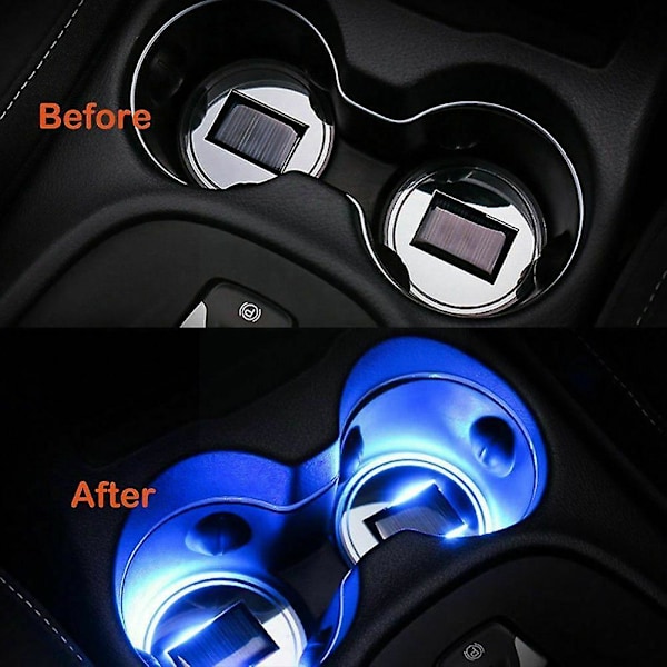 Aurinkolataus Valaiseva Led Water Coaster Car Cupin pidike Auton tunnelman sisäinen tärinävalotunnistin ja valo S0v8| | White