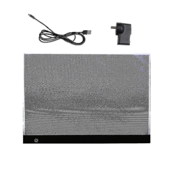 Bærbar A3 LED-lysboks Stencil Board Tegnebrett Tracing Animasjonsbord med Au-plugg (3 innstillinger Dimbar lysstyrke + Usb-kabel + strømadapter