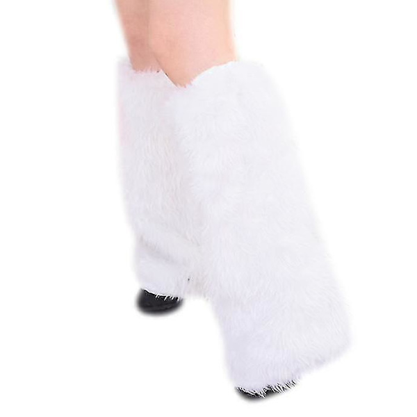 Vinter Fuzzy Plysj leggvarmere til kvinner Uformelle koselige sokker til jul white 1