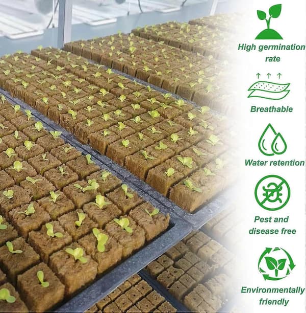 100 stk. Rockwool, Hydroponiske Rockwool-kuber 2,5 x 2,5 x 2,5 cm, Hydroponisk Rockwool Hage, Hydroponiske Rockwool-plugger, Rockwool-kuber, for formering