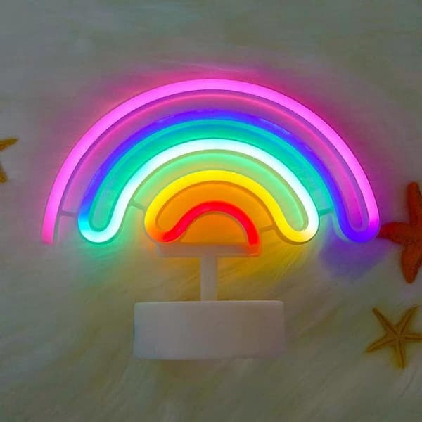 Regnbue Neonskilt Regnbue Neon Nattlampe