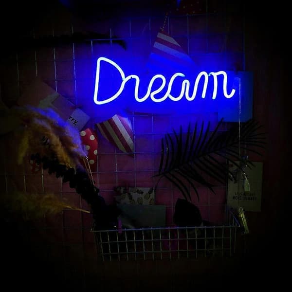 Blå Neonskylt Led Neon Väggskyltar Usb DREAM Dekor För Sovrum Present