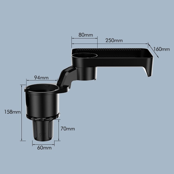 Bærbar Bilkopholder Fastgørbar Måltidsbakke Udvidet Bord Skrivebord 360 Roterbar Justerbar Bilmadbakke Kopholder Dropshipping| | Large