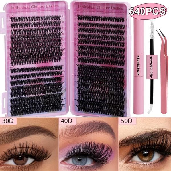 Black Friday False Eyelashes Set with Storage Box - Individual False Eyelashes - Volume Lashes Black black Svart