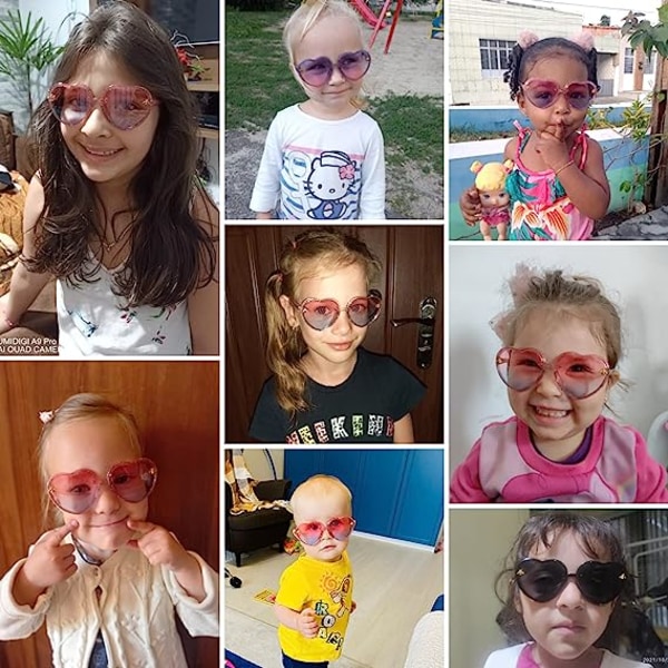 Hjärtformade solglasögon för barn för toddler flickor i åldern 3-10 Söt mode UV400-skydd