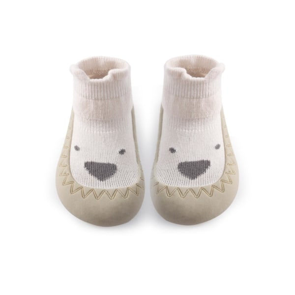 Baby toddler Barefoot lattiasukat Liukumattomat sisäkäyttöiset puuvillaiset pehmeät kengät Beige 21