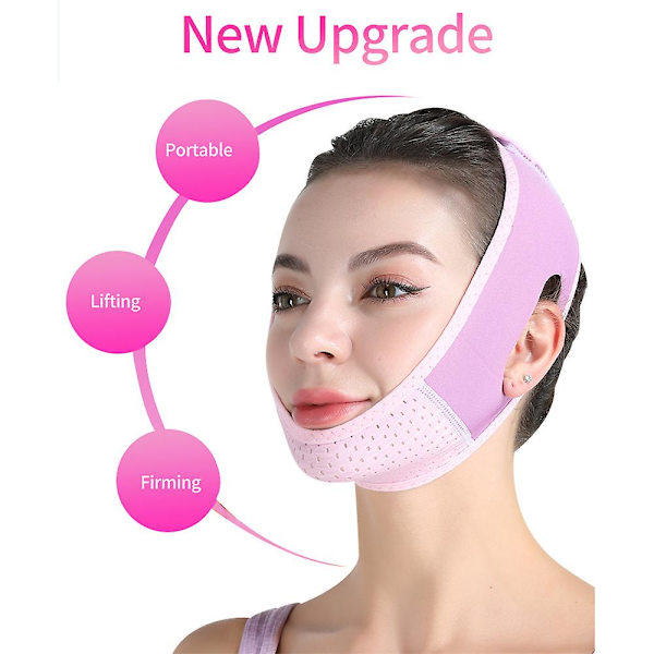 Återanvändbar V Line Mask Facial Slimming Strap Double Chin Reducer Pink Purple