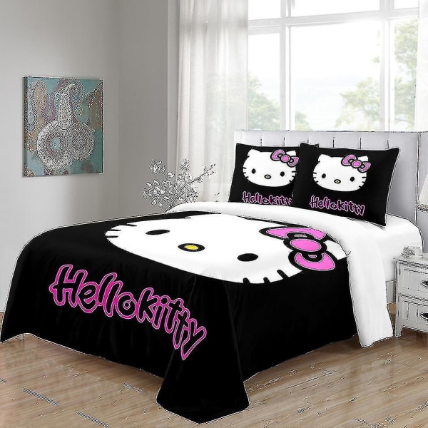 Hello Kity Sängkläder Anime Örngott 3d Print Mikrofiber Bomull Sängkläder För flickor Barn double 200x200CM