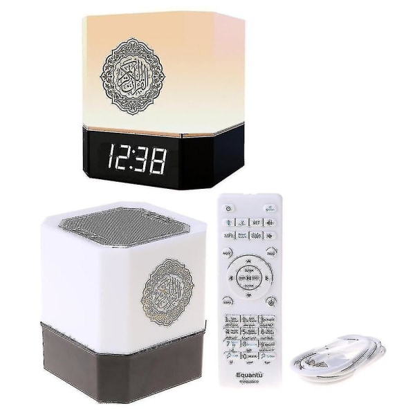 Bluetooth-kompatibel högtalare Trådlös Fjärrkontroll Led Nattljus Smart App Styr Digital Azan-klocka Med Koranrecitation Översättning Muslimsk gåva [gratis