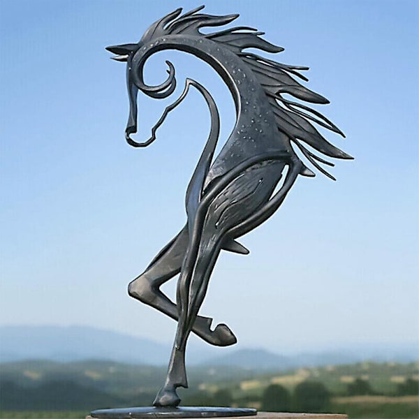 Metall Häst Staty Skulptur Hem Studera Desktop Art Ornament Dekor Figurine Craft Free