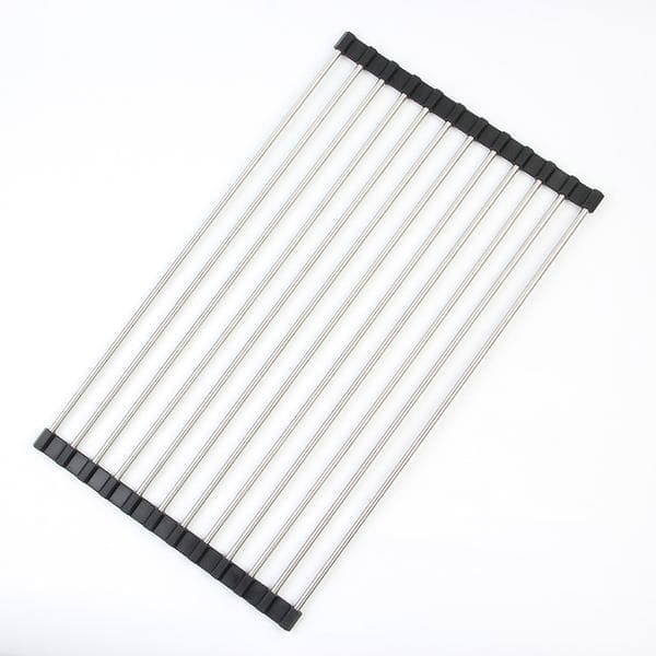 Stainless Steel Dish Rack for Sink Foldable Dish Rack Practical Dish Drainer-43*35cm, Black, 1pc