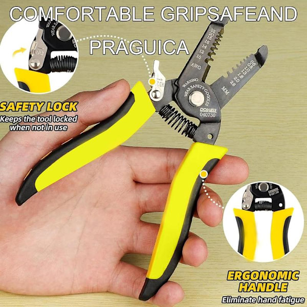 10-22 AWG Wire Stripper Cutter Wire Stripping Tool og Multi-Function, Multifunktionel Elektriker Tang til Kabelstripper