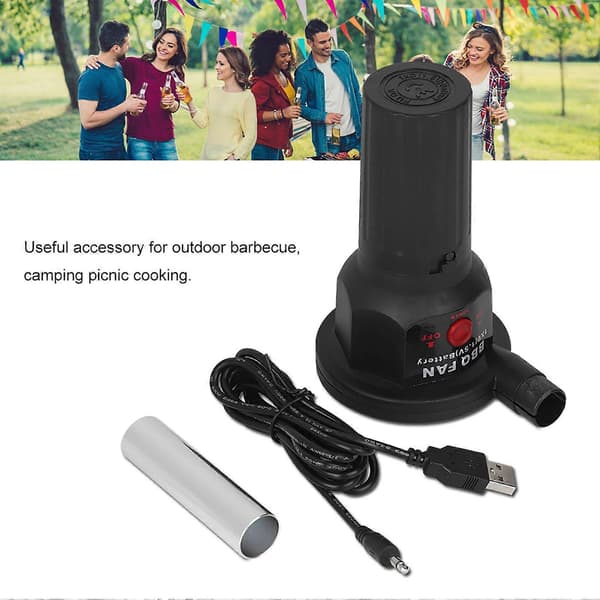 5V Lätt Bärbar BBQ-fläkt Luftblåsare med USB-kabel för Utomhusmatlagning