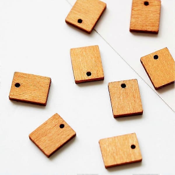 Øre tilbehør træ vedhæng kompatibel med DIY håndværk smykkefremstilling 20 stk khaki rektangulær