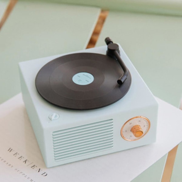 Mini Retro Vinyl Record Trådlös Bluetooth-kompatibel högtalarknapp Kontroll Aux musikspelare Pink