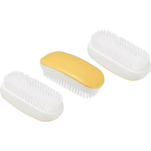 Rengøringsbørste PBT-børster, 3-pak husholdnings-håndskrubbe til sko Sneakers-tøj, gul