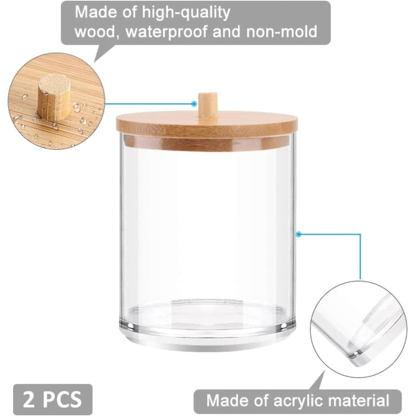 4st Akryl Qtip Dispenser Transparent bomullspinne med cover Fyrkantig Dammtät Apotekare Förvaringslåda Badrumsbehållare