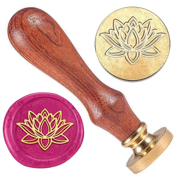 Lotus voksseglstempel Retro blomstervoksstempel 1\" avtakbart seglhode med trehåndtak Voksseglsett for laging