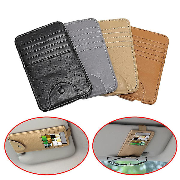 Bil Auto Solskydd Point Fick Organizer Påse Väska Kort Glasögon Förvaringshållare Multifunktionell Bilstyling Interiörtillbehör|förvaring Städning| beige