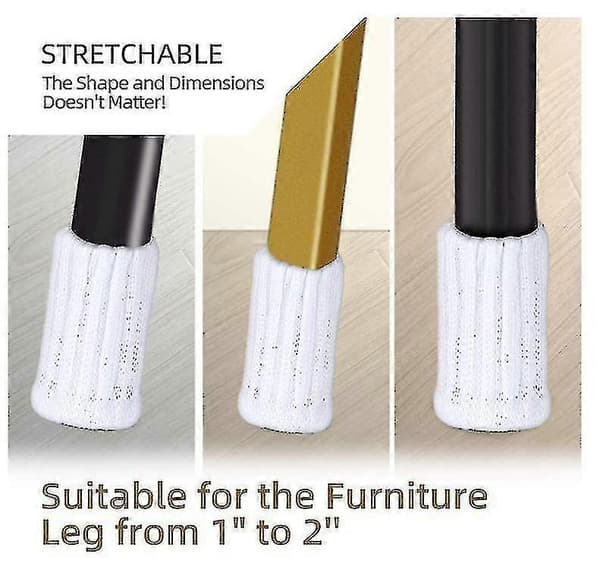 16-pack stolsbensskydd stickade möbelstrumpor White