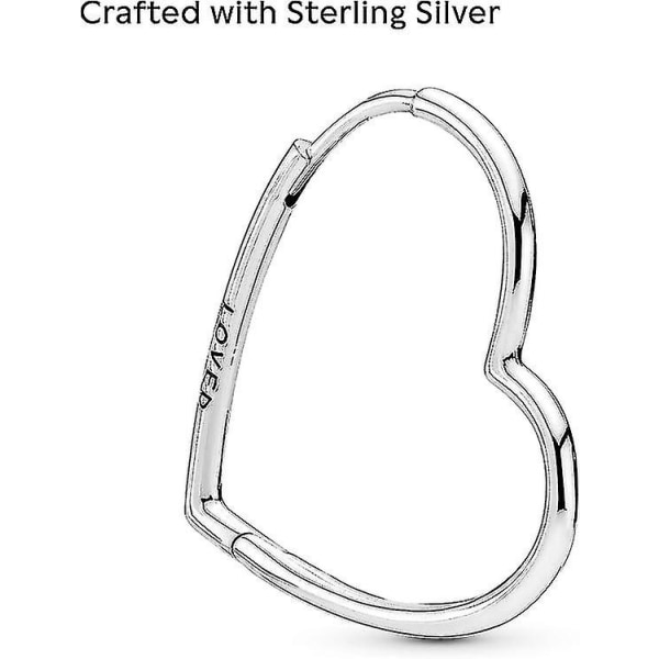 Asymmetriska hjärtbåge örhängen i sterling silver (30 mm) (ingen kartong)