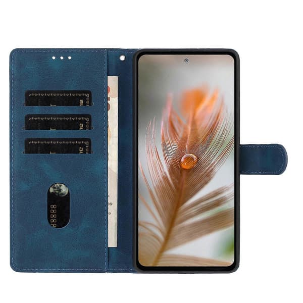 Telefoncover i læder med præget fjer Dark Blue For Google Pixel 10