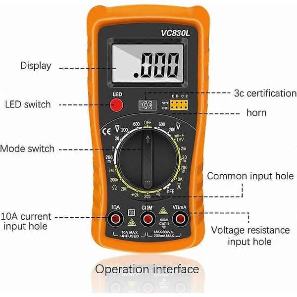 Digital multimeter, Automatic digital multimeter, Professional electrical tester, Voltmeter/Resistance/Continuity/Diodes Apply to Laboratories, Factories