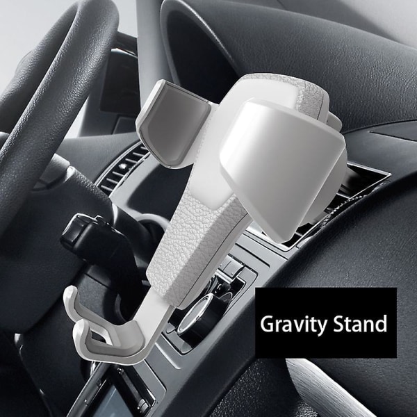 Universal Gravity Bilfäste För Mobiltelefon Hållare Bil Luftventil Clip Stand Mobiltelefon Gps Support För Iphone För Huawei 1st| universal bilfäste| White