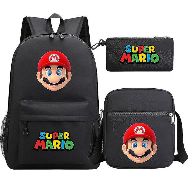 Super Mario rygsæk - teenagere piger drenge - Kawaii Student Vandtætte lærred skoletasker - 3 stk Laptop Mochilas rygsække 7