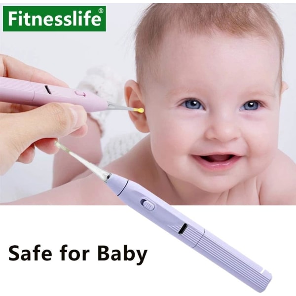 Öronrengöringsverktyg Öronplockare med lätt öronrengörande vaxborttagning Baby Kids USB uppladdningsbar spiral- set Bärbar (Färg: Rosa)