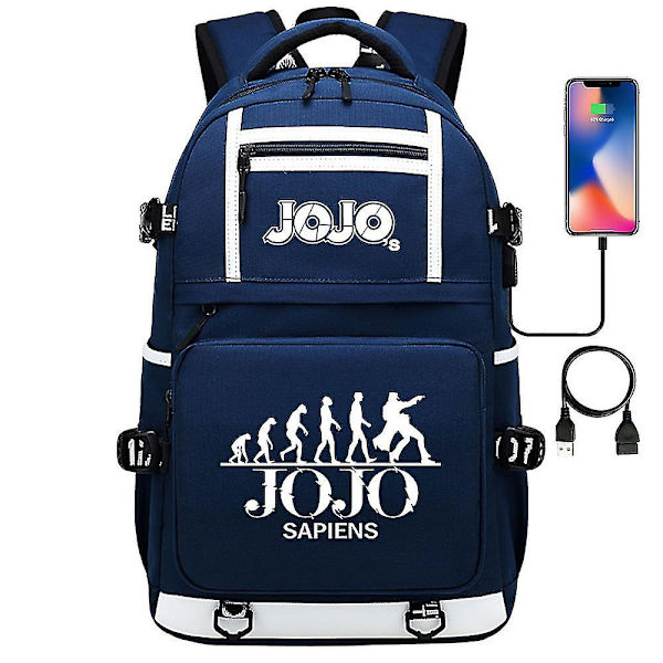 Black Jojon omituinen seikkailu USB porttireppulaukku - koulukirjaopiskelijoiden ulkoilu olkareppu Cosplay 8
