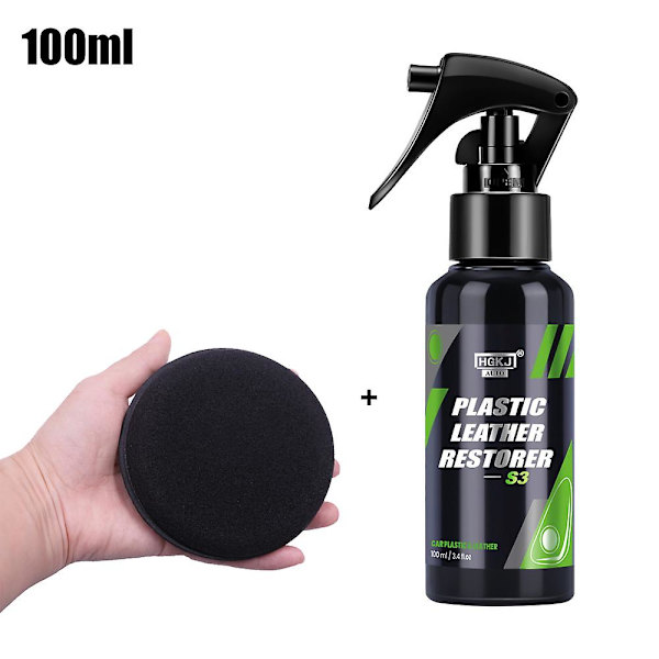 50/100/300 ml Læder Plastic Renovator Forfriskende Restorer Skumrens Spray Med Polsk Svamp Bilrenoveringspasta| | 100ML