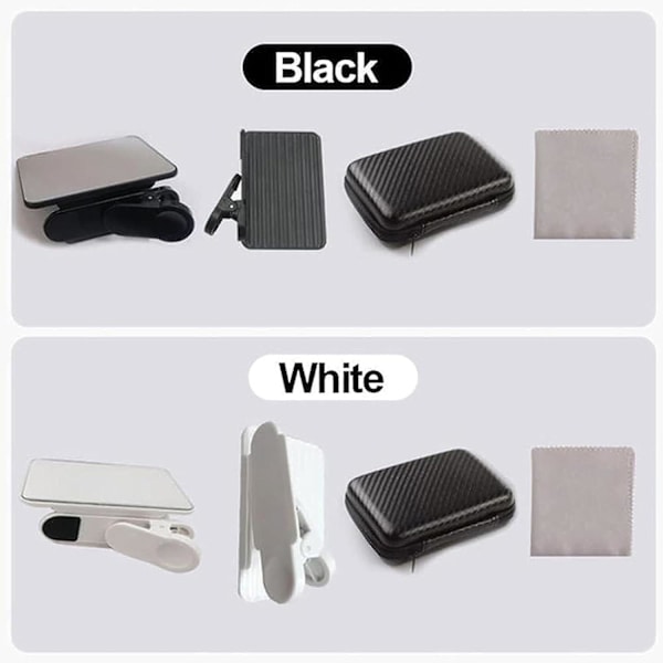 Smartphone Kamera Spejl Refleksion Clip Kit, Stereoskopisk Skygge Vandret og Lodret Shot Mobiltelefon Refleksion Shooting Clip Linse Universal Black