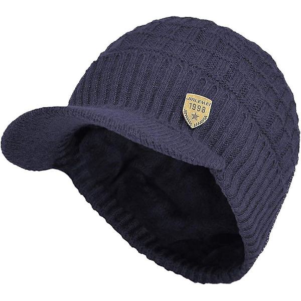 Yixda Vintermössa för män med skärm Varm stickad mössa med fleecefoder