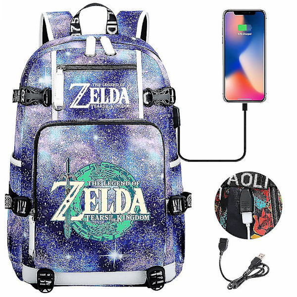 Breath Of The Wild Fans: Eye Game USB ryggsäck för Cosplay, Skola, Resor - Unisex Travel Laptop-väskor, Student Skolväska, Computer Resväska 1