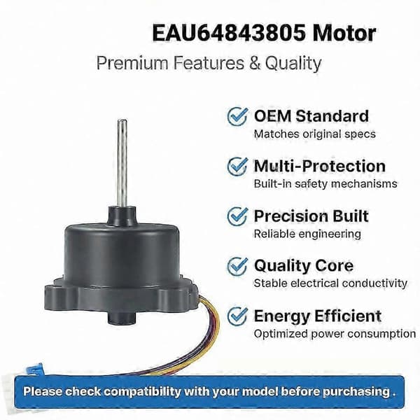 Uppgraderad EAU65058502 EAU64843805 Kylskåpskondensorfläktmotor (4-stifts DC 12V) - Lämplig för byte av LG kylskåpsfläktmotor