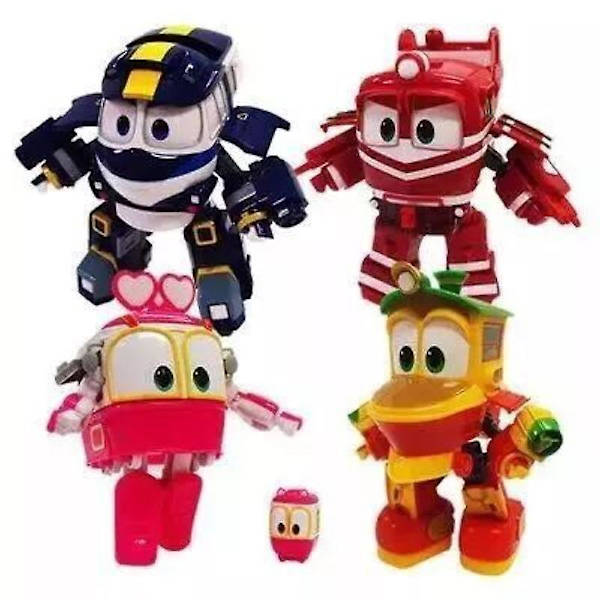 4stk/sett 8cm Robottog Transformasjon Kay Alf Dynamic Train Familie Deformasjon Tog Bil Action Figur Leker Leker For Barn
