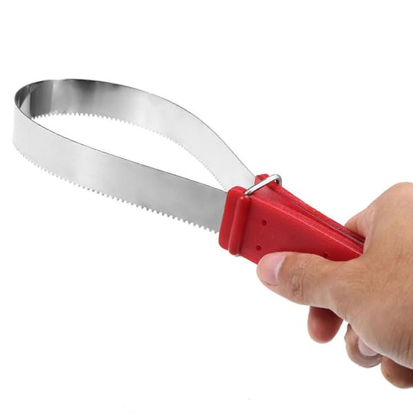 Svettskrapa för häst i rostfritt stål för hästskötsel, dubbelsidigt blad, röd Red