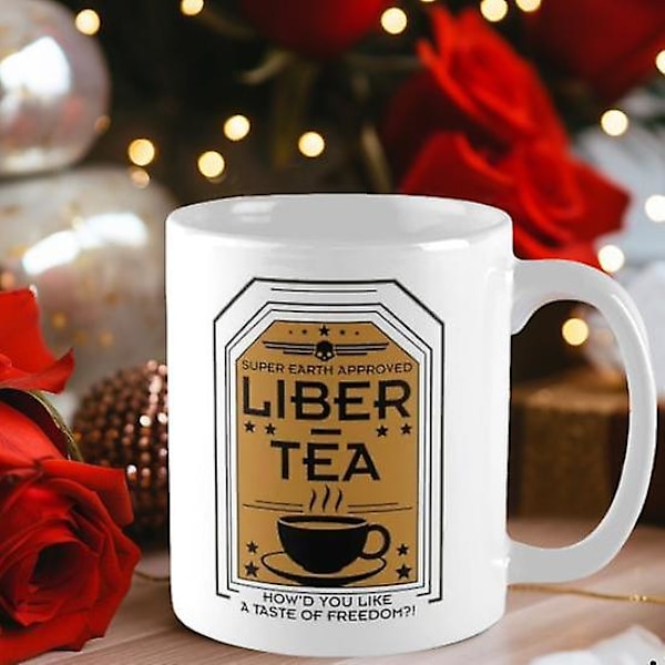 Keramisk mugg för Helldivers 2, diskmaskinssäker kopp 33 cl Liber-Tea, mikrovågssäker för te, kaffe och drycker A