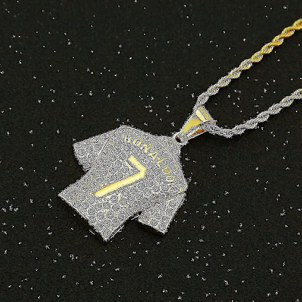 Jerseyhalsband för män, Hip Hop Ronaldo No.7 Jerseyhalsband Flerfärgad tillval Gold