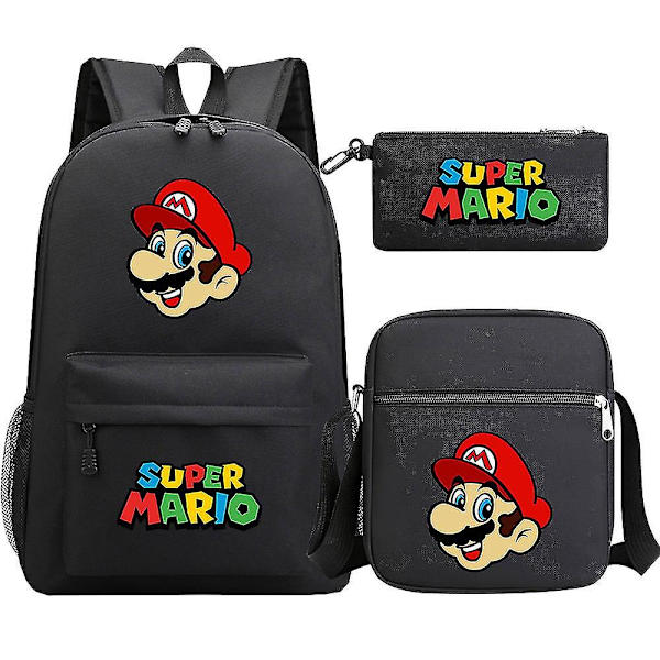 Super Mario -reppu - Teinit, Tytöt, Pojat - Kawaii, Opiskelija - Vedenpitävät Canvas-koululaukut - 3 kpl - Kannettavan Mochilas-reput 3