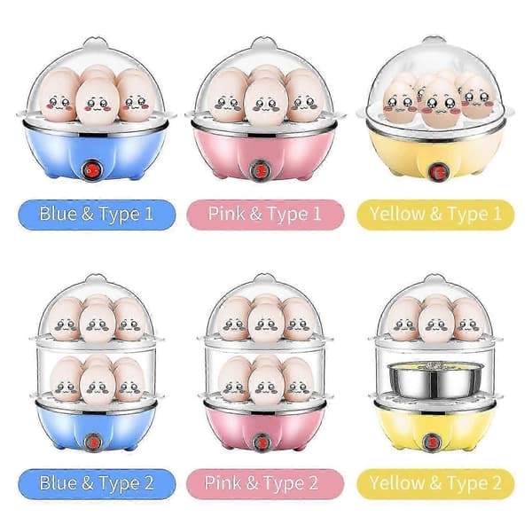 Dobbeltlags elektrisk eggkoker for 14 hardkokte egg, anti-tørr beskyttelse og 40m timer Pink Double Layer-EU