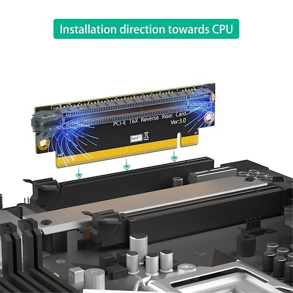 PCI-E 16X 3.0 90 grader omvendt han- til hun-stigningskort til 2U-server (installationsretning mod CPU) Black