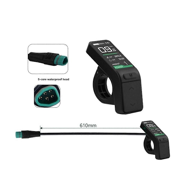 SW102/T LCD Display Elektrisk Sykkel LCD Meter for Bafang Motorer Black