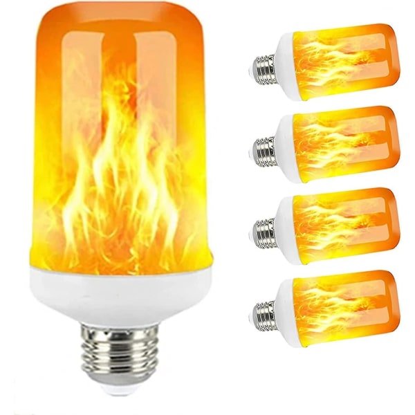 Led E27 flammelampe 5w 85-265v ampul Led flammeeffektpære blinkende simulering brandlampe (5 stk)