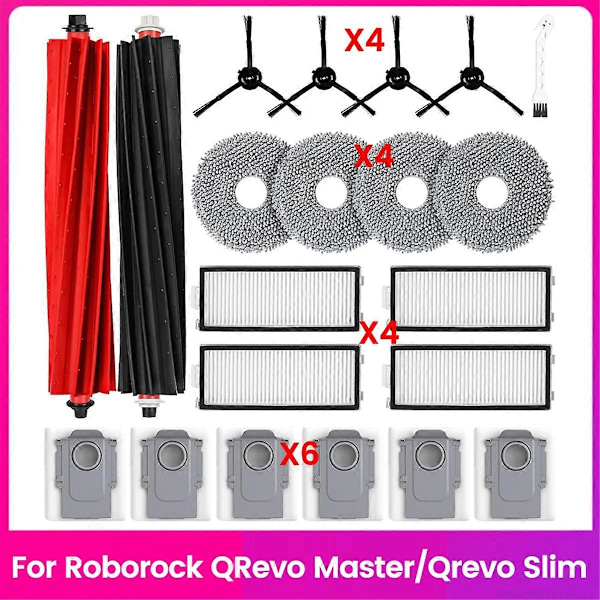 til Roborock Qrevo Master/Qrevo Slim Hoved Sidebørste Filtre Moppepude As Shown
